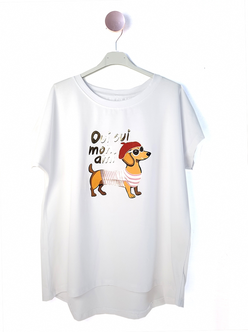 Oui oui mon ami T-Shirt - Λευκό