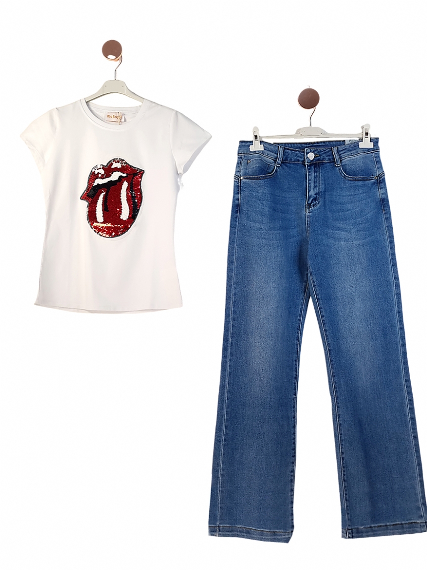 Κόκκινη γλώσσα T-Shirt - Λευκό