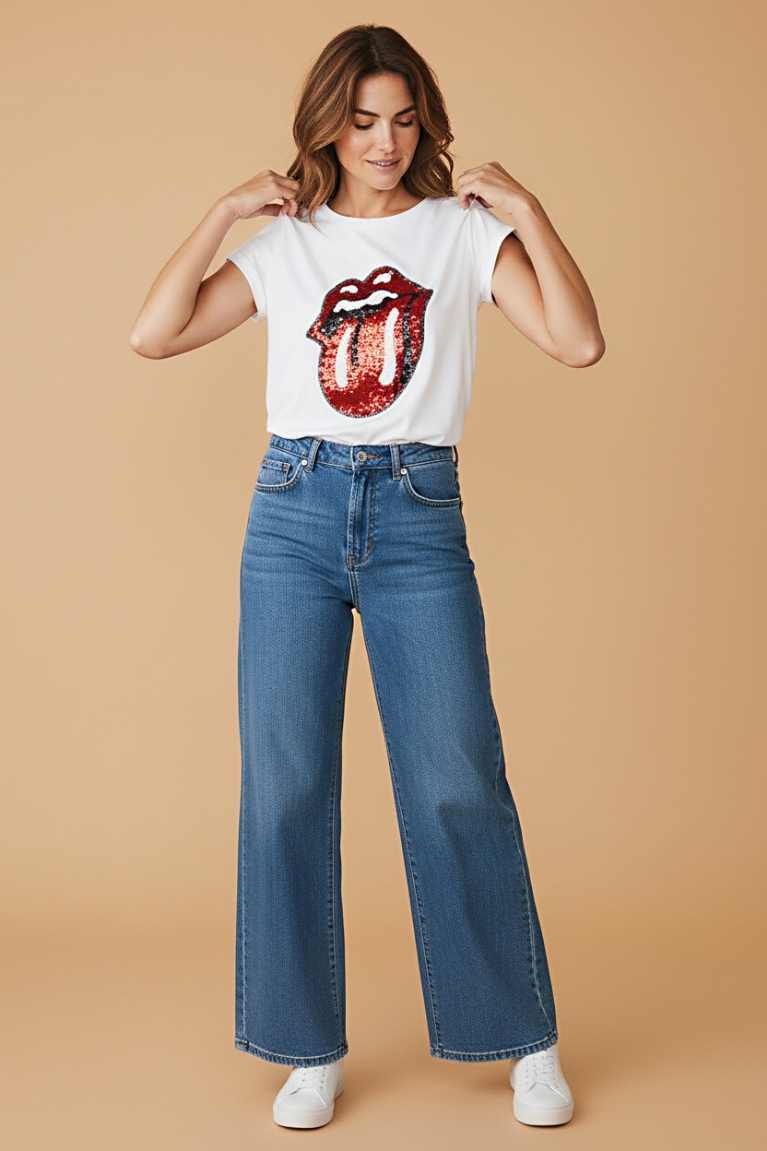 Κόκκινη γλώσσα T-Shirt - Λευκό