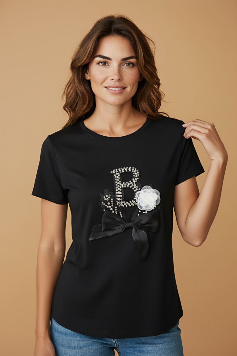 B T-Shirt - Μαύρο