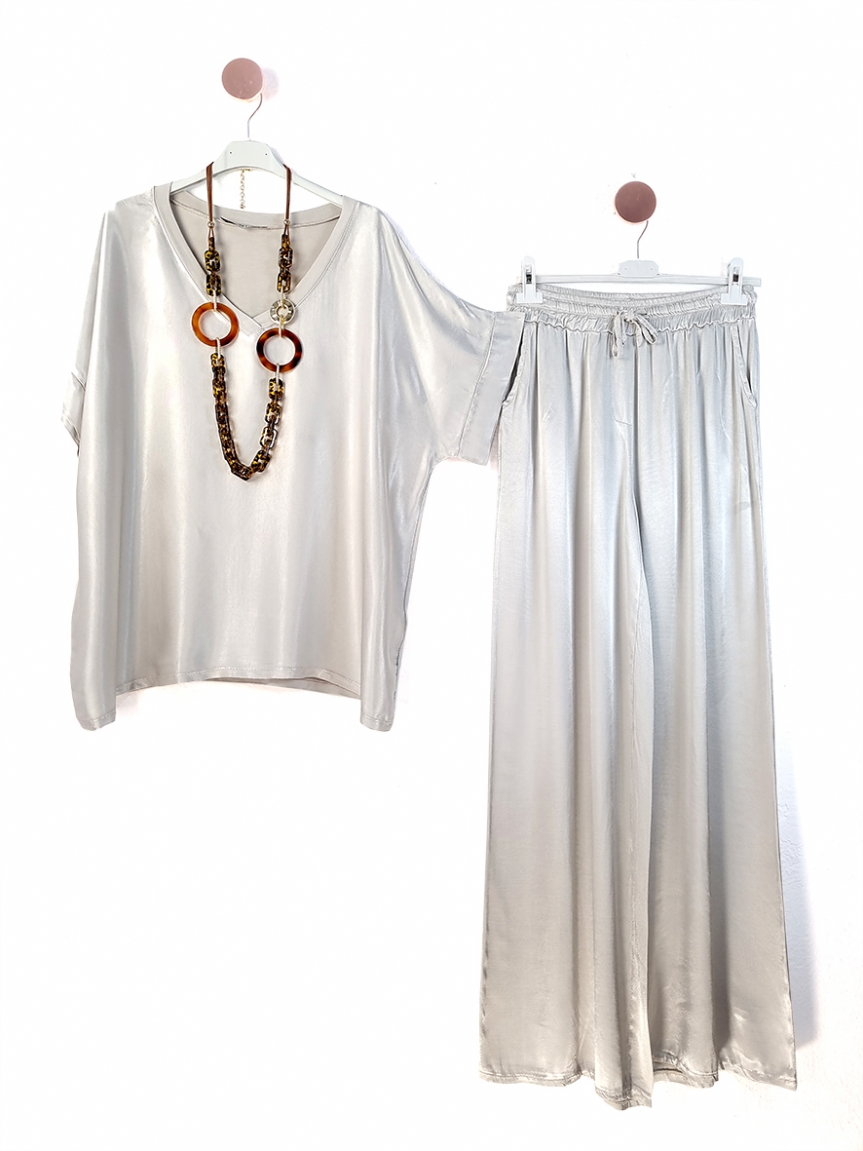 Μπεζ σατέν σετ - Μπεζ