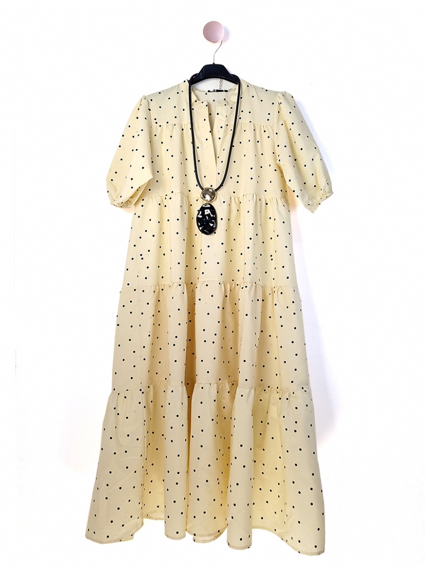 Κίτρινο πουά φόρεμα - Κίτρινο