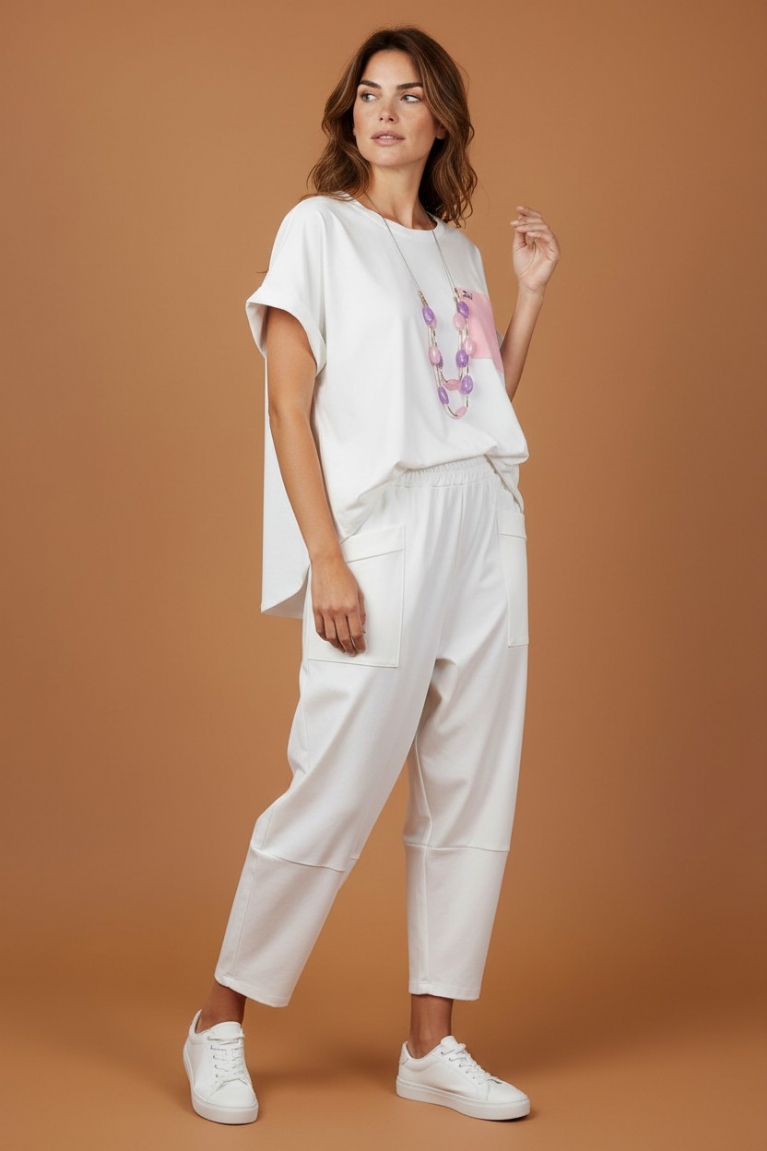 Λευκό σετ με ροζ τσέπη - Λευκό