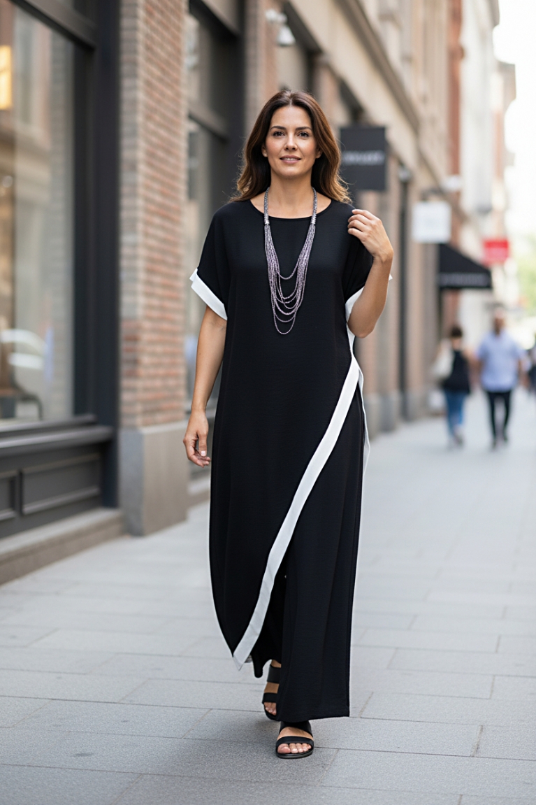 Μαύρο σετ με λευκή φάσα - Μαύρο