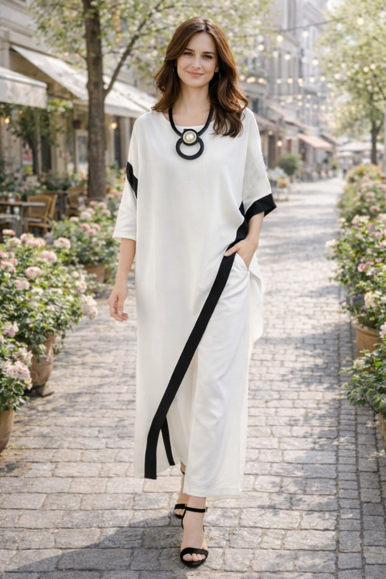 Λευκό σετ με μαύρη φάσα - Λευκό