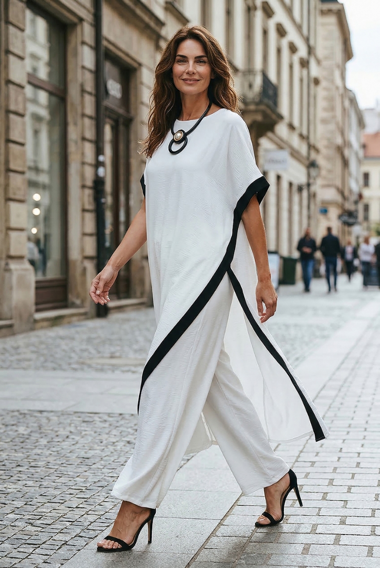 Λευκό σετ με μαύρη φάσα - Λευκό