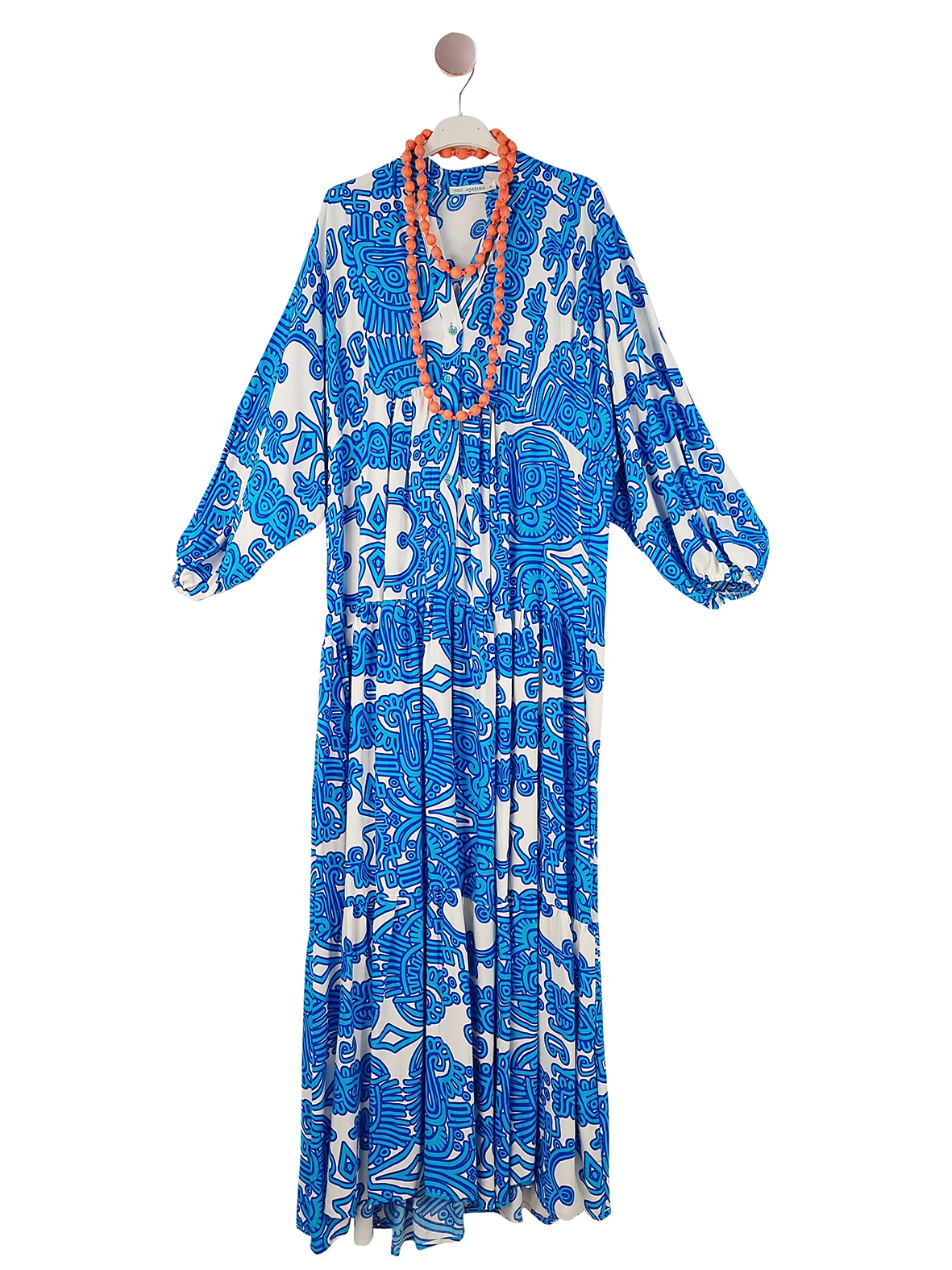 Φόρεμα με ηλεκτρίκ pattern - Λευκό