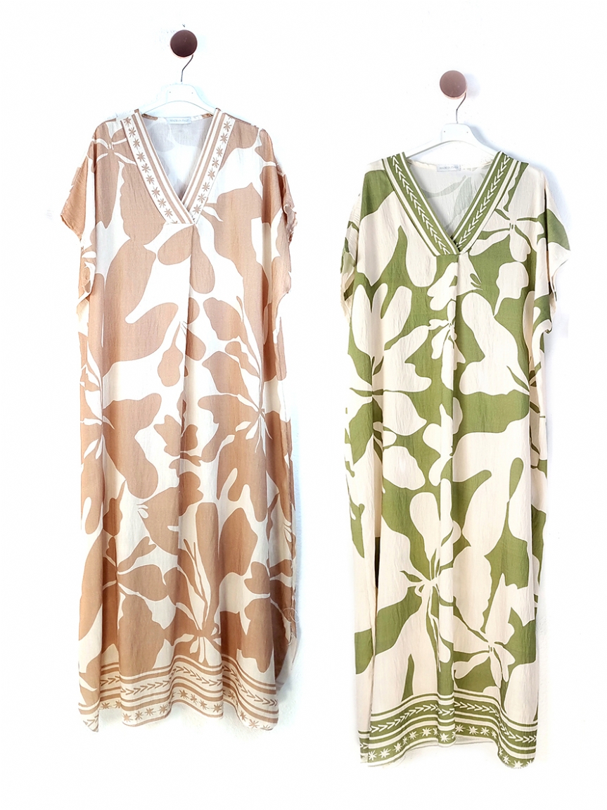 Boho φόρεμα με μπεζ pattern - Μπεζ