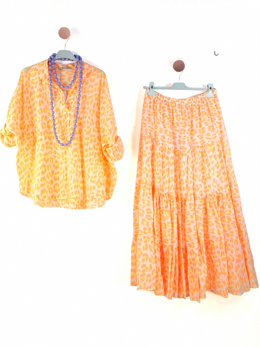 Φούστα leopar πορτοκαλί - Πορτοκαλί