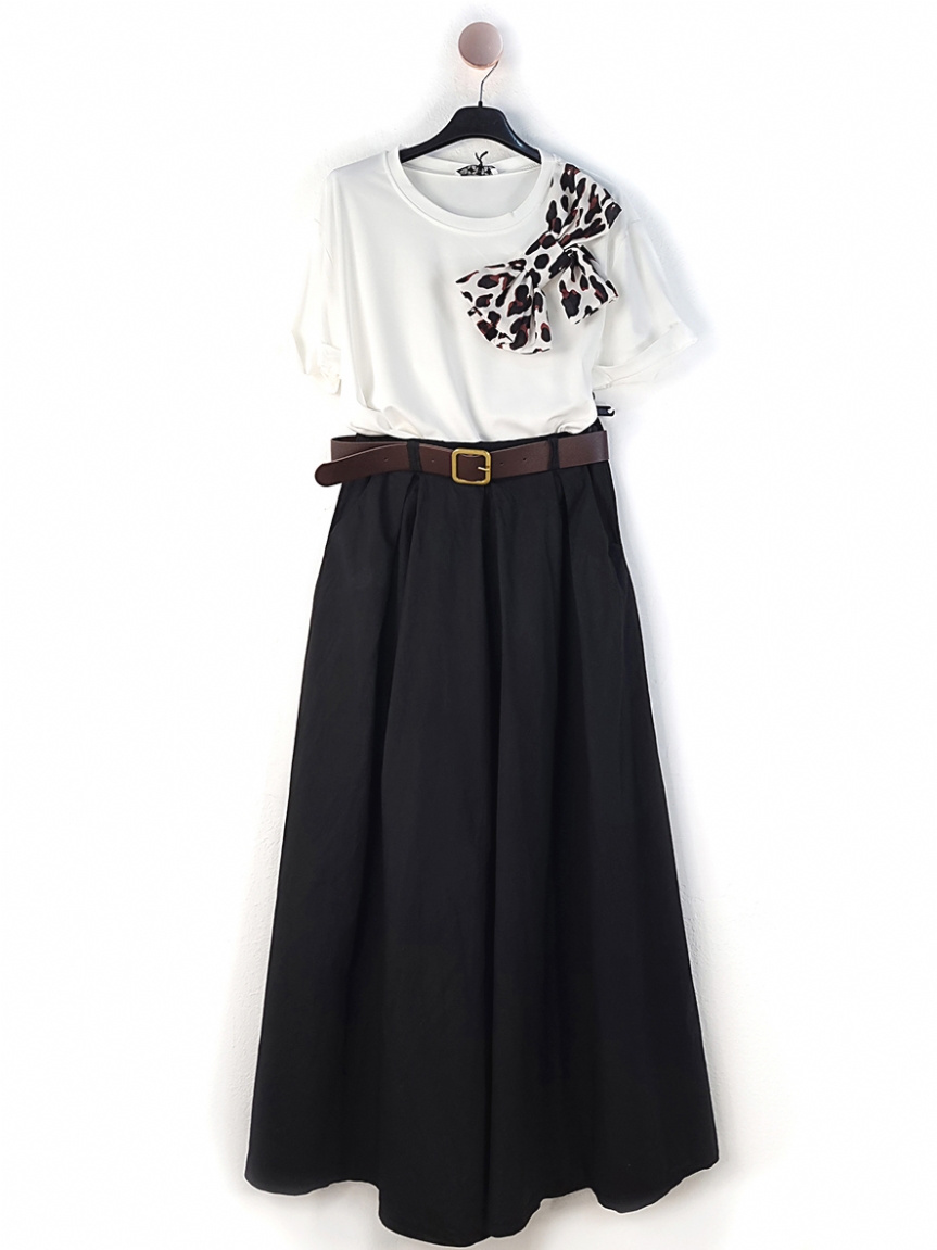 Μπλούζα φιόγκο με λεοπάρ - Λευκό