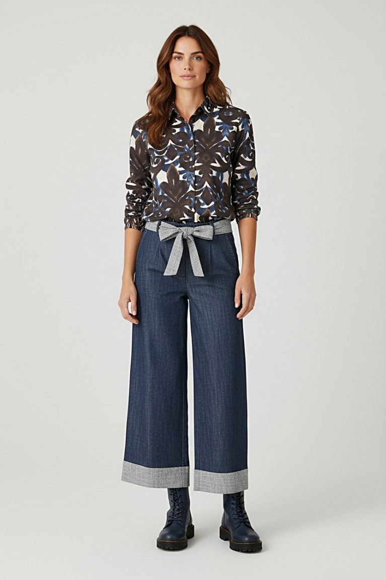 Jean παντελόνα με ζώνη - ΜΠΛΕ DENIM