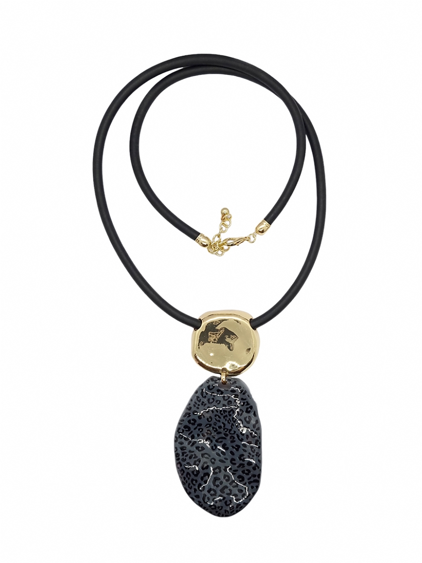 Κολιέ καουτσούκ μαύρο - Μαύρο