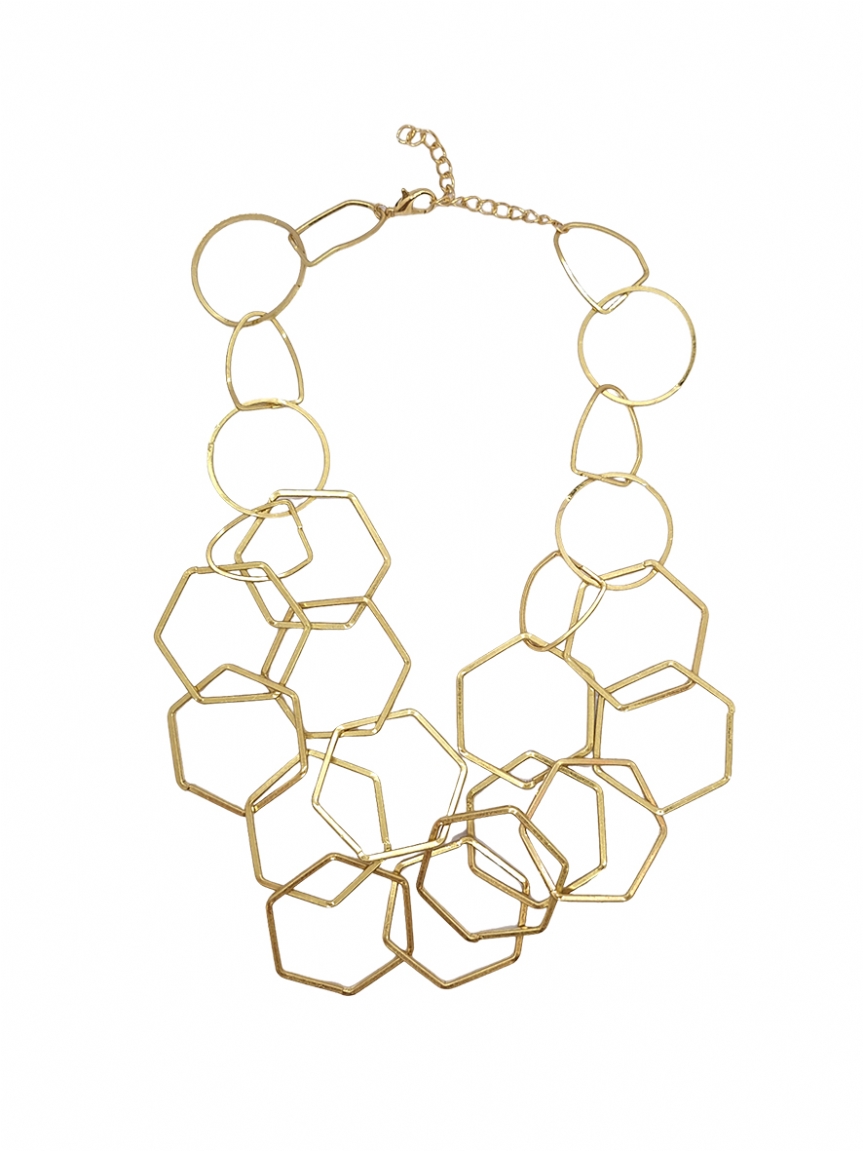 Κολιέ με εξάγωνα - Χρυσό