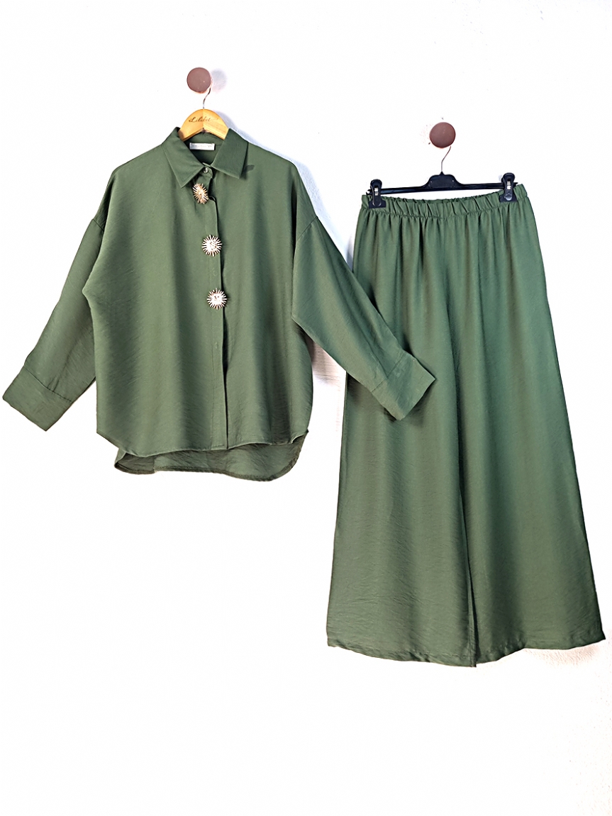 Προϊόν: Σετ με χρυσές καρφίτσες - Χακί Σετ με χρυσές καρφίτσες - Χακί