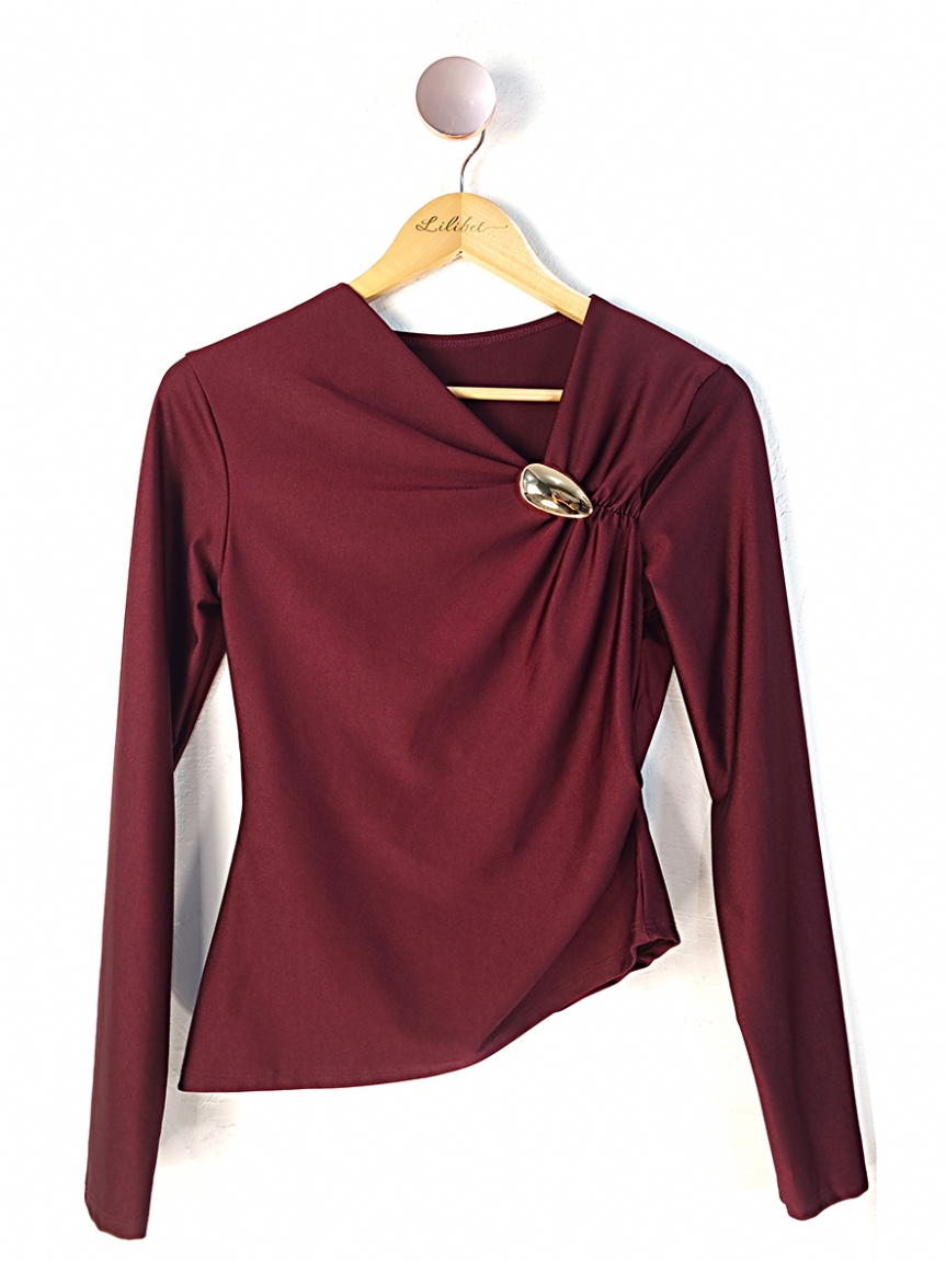 Top με χρυσό διακοσμητικό - Μπορντό‎