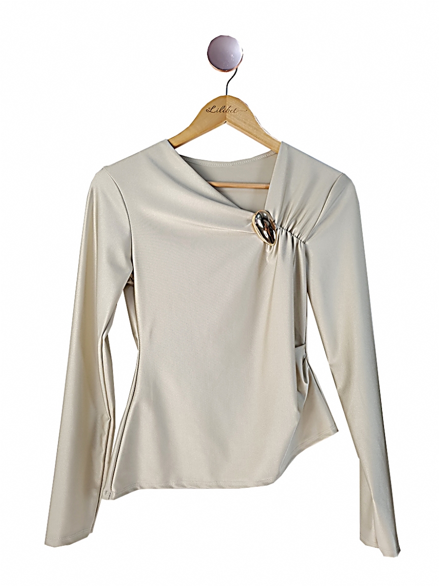 Top με χρυσό διακοσμητικό - Εκρού