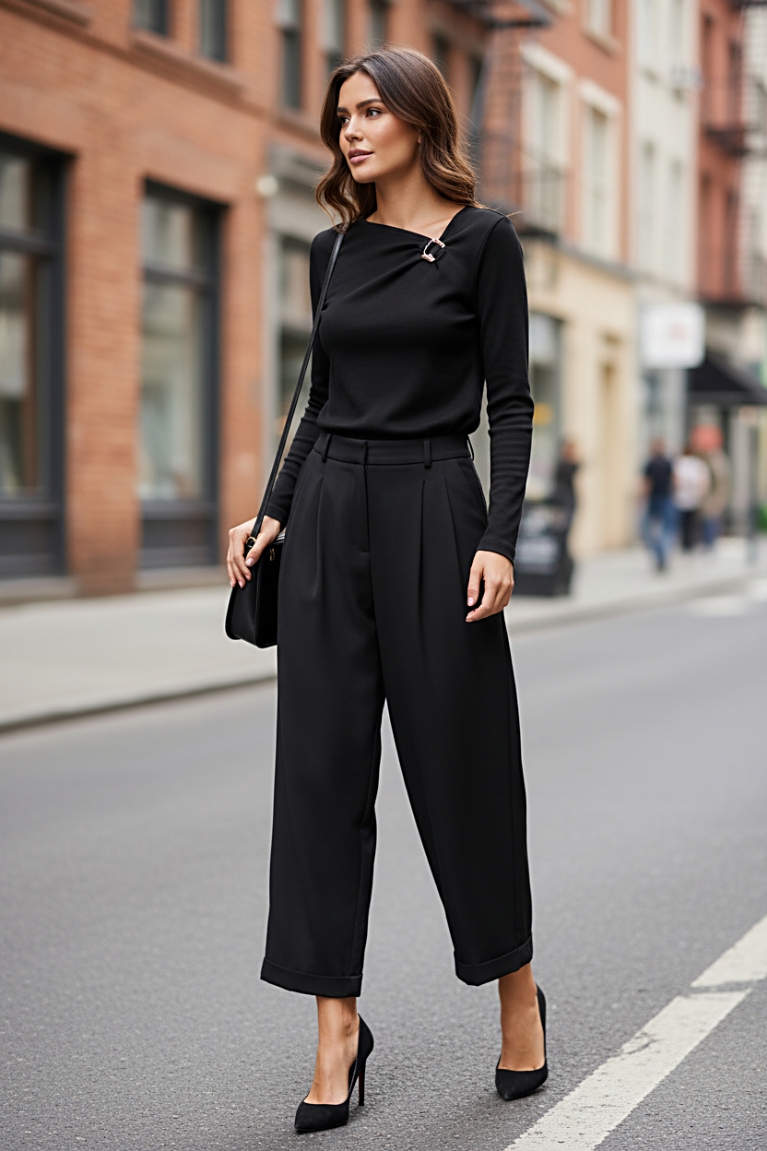 Top με χρυσή αλυσίδα - Μαύρο