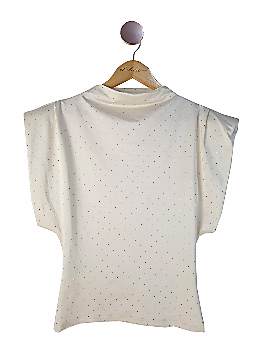 Top με στρας - Εκρού