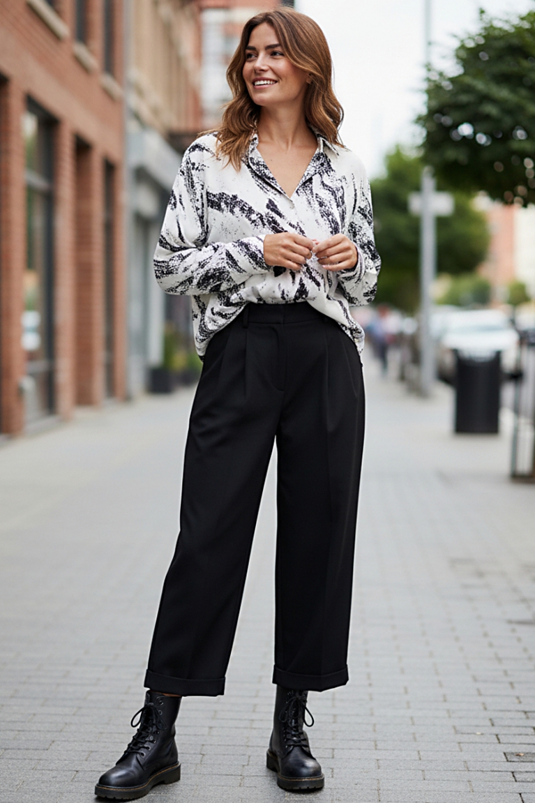 Πουκάμισο ασπρόμαυρο - Λευκό