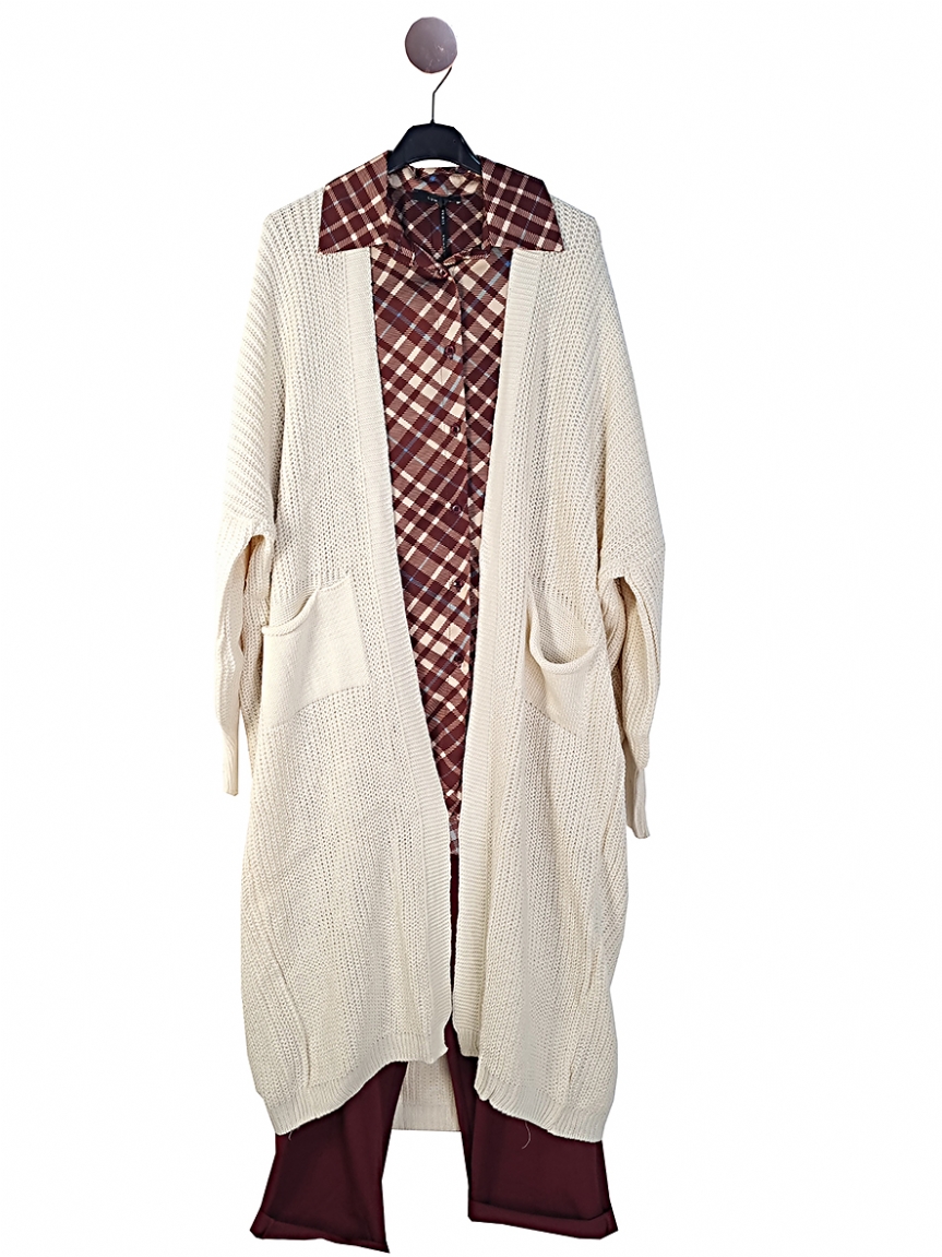 Ζακέτα μακρυά oversize - Εκρού