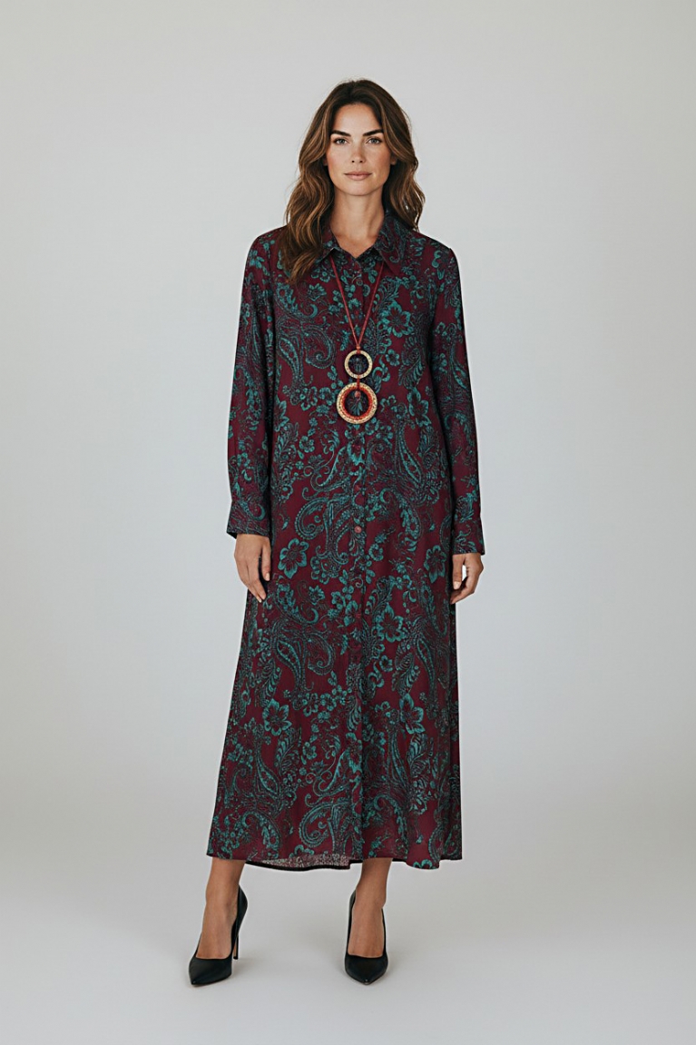 Προϊόν: Patterned σεμιζιέ φόρεμα - Μπορντό Patterned σεμιζιέ φόρεμα - Μπορντό