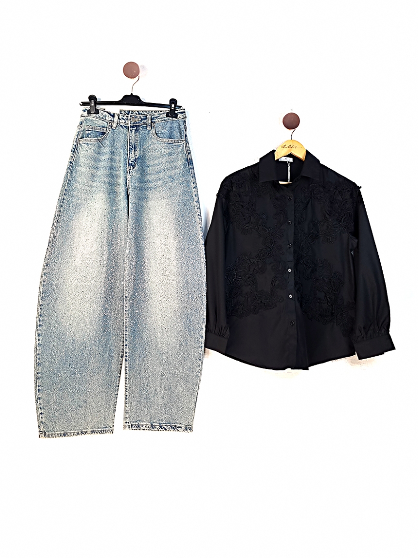 Jean παντελόνι ballon με στρας