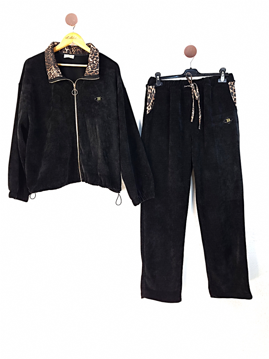 Προϊόν: Σετ με λεοπάρ λεπτομέρειες - Μαύρο Σετ με λεοπάρ λεπτομέρειες - Μαύρο