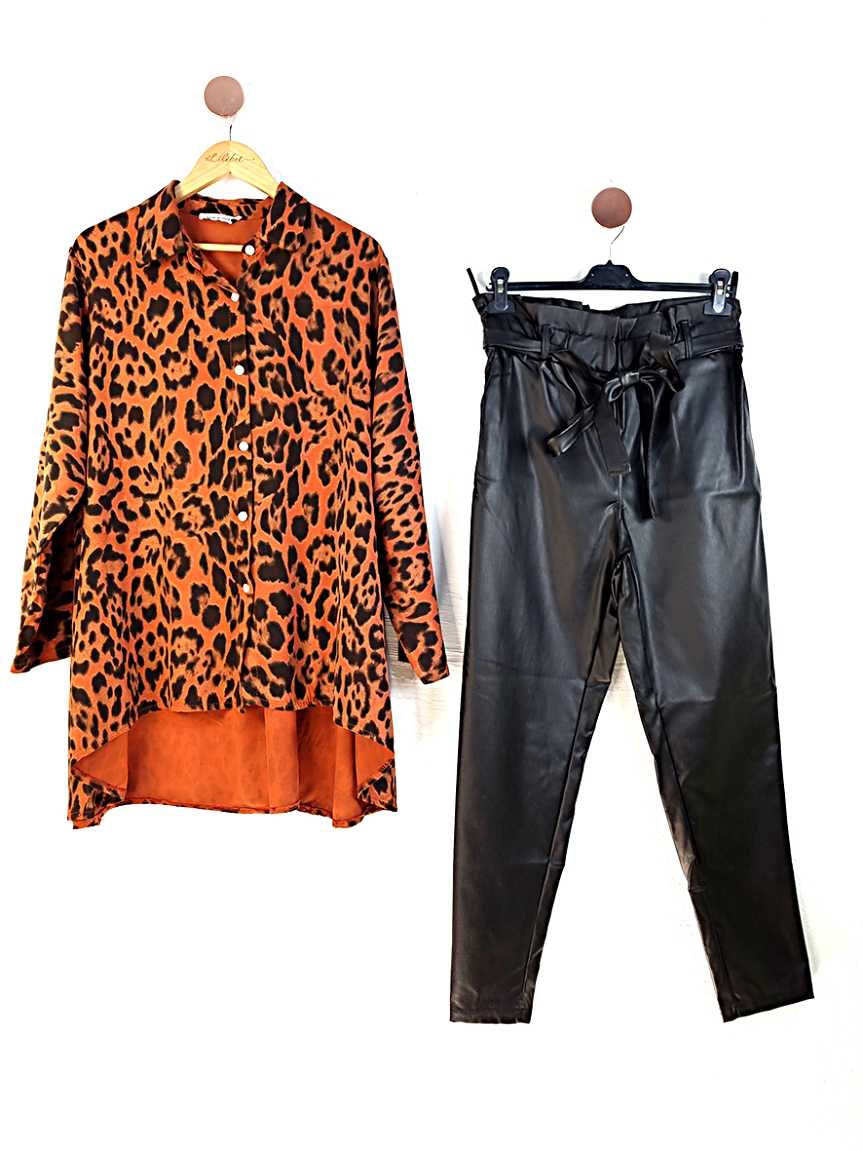 Προϊόν: Oversize πουκάμισο με animal print - Πορτοκαλί Oversize πουκάμισο με animal print - Πορτοκαλί