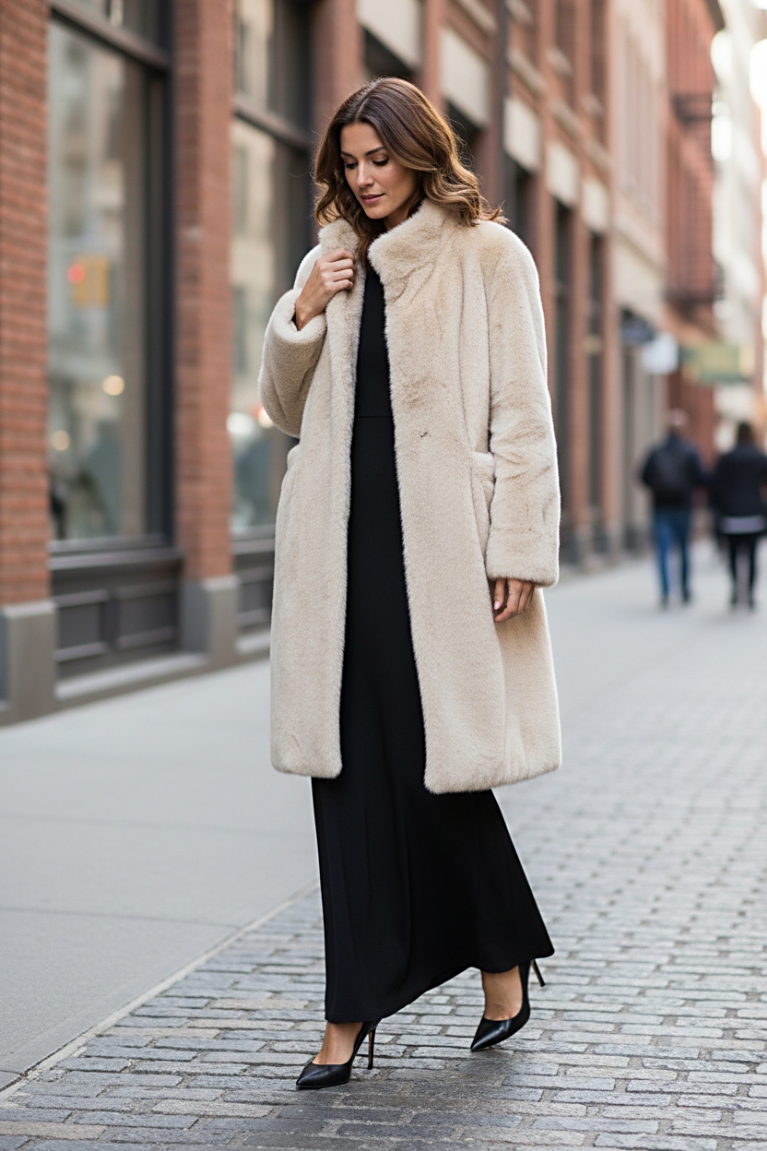 Μακριά οικολογική γούνα - Μπεζ