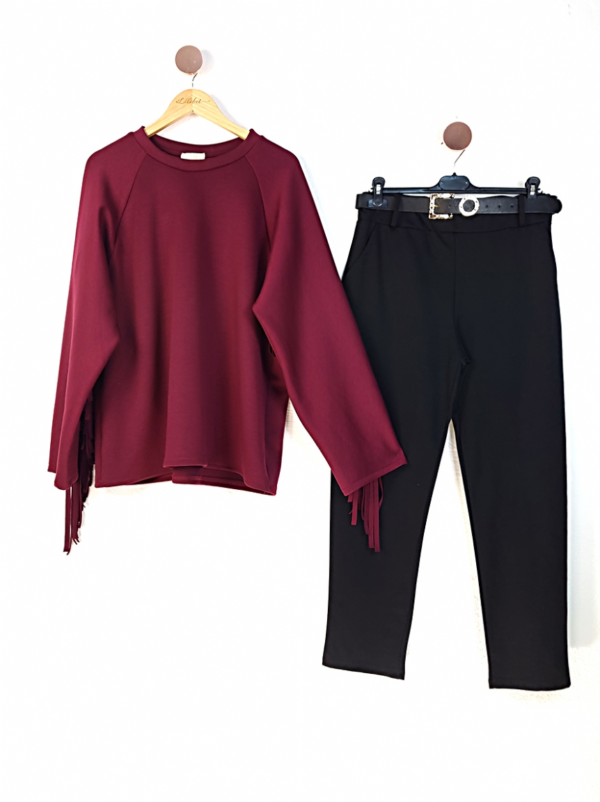 Προϊόν: Μπλούζα με κρόσια - Μπορντό Μπλούζα με κρόσια - Μπορντό