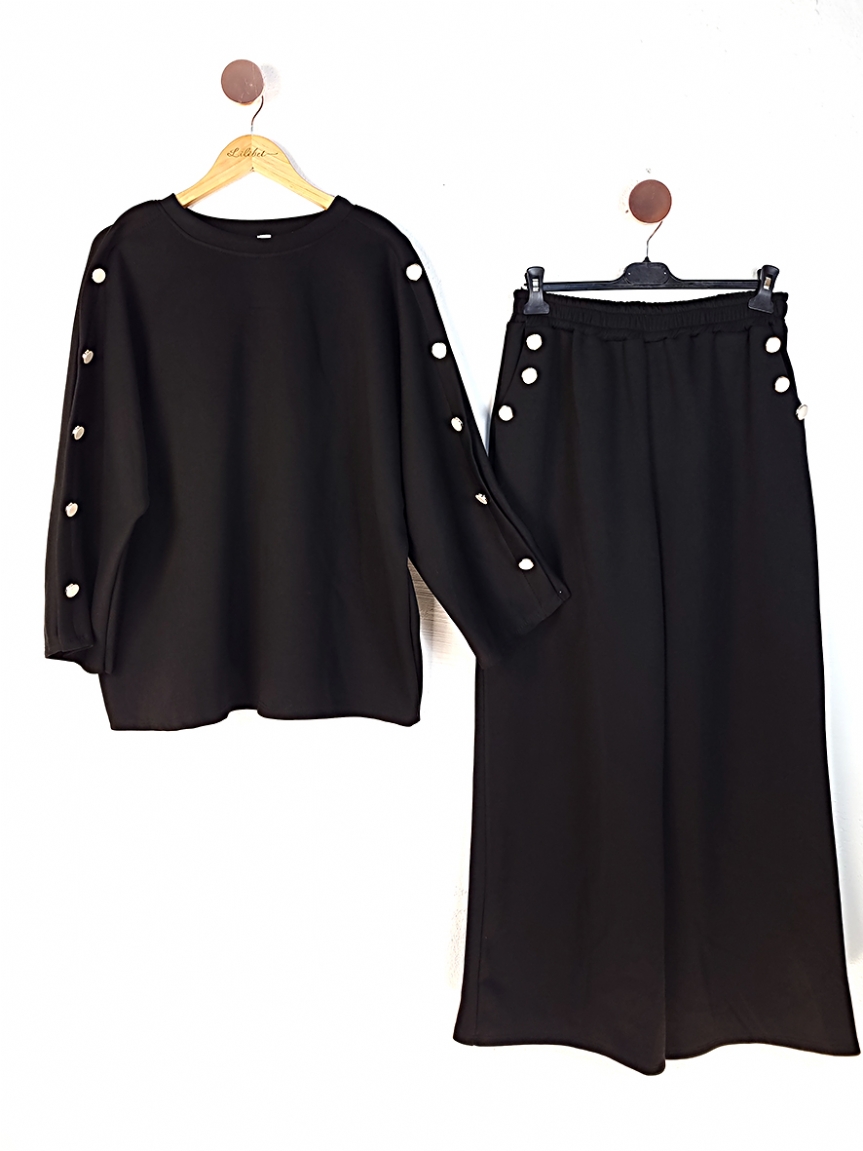 Προϊόν: Oversize σετ με κουμπιά - Μαύρο Oversize σετ με κουμπιά - Μαύρο