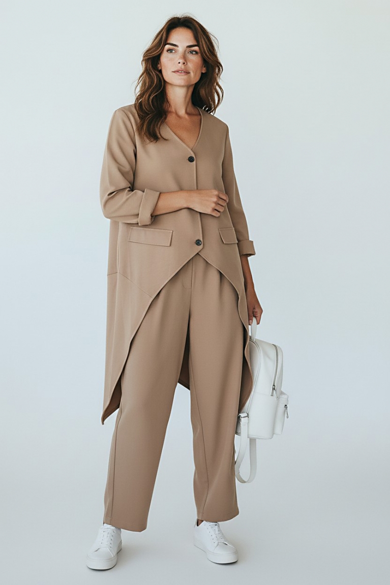 Προϊόν: Σετ μπλούζα με κουμπιά - Μπεζ Σετ μπλούζα με κουμπιά - Μπεζ