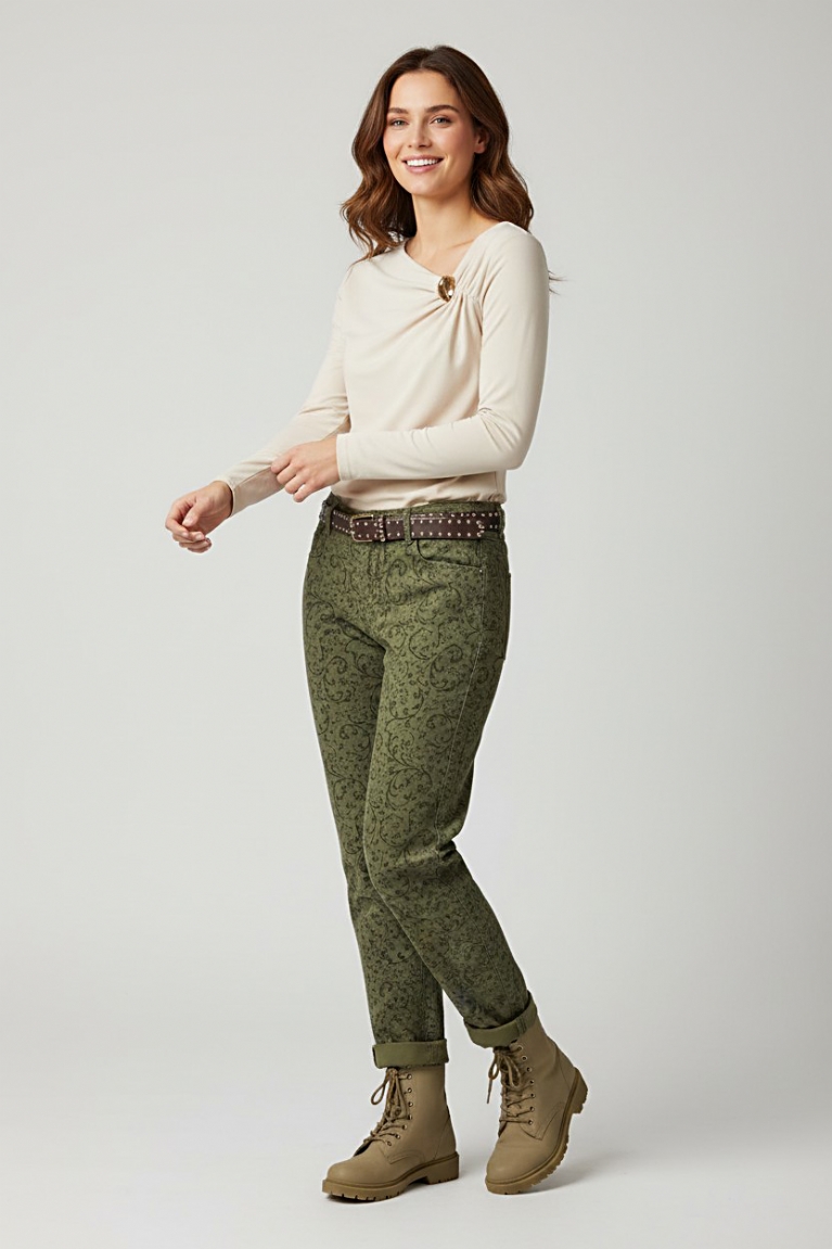 Προϊόν: Παντελόνι με σχέδιο κλαδιά - Χακί Παντελόνι με σχέδιο κλαδιά - Χακί