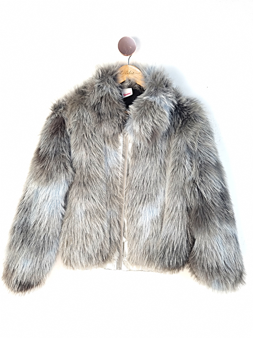 Κοντό γούνινο παλτό - Γκρι