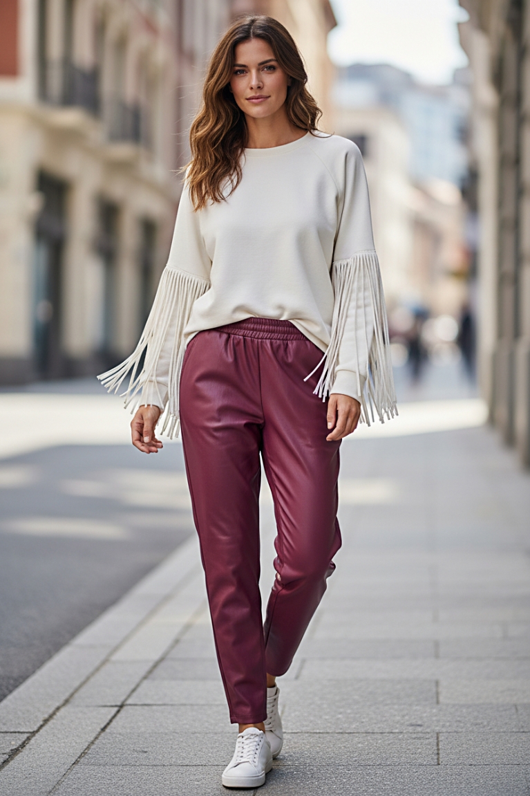 Παντελόνι κολάν δερματίνη - Μαντζέντα