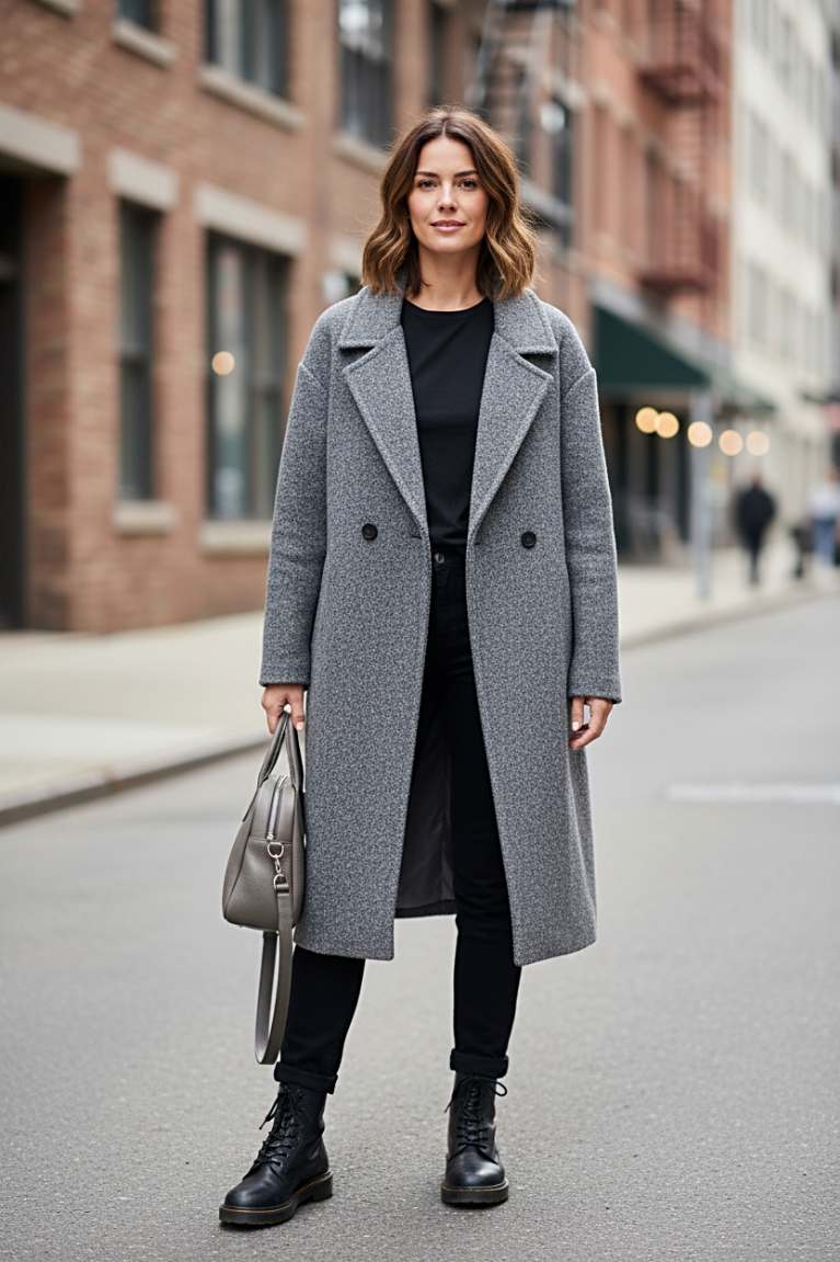 Παλτό με γιακά - Γκρι