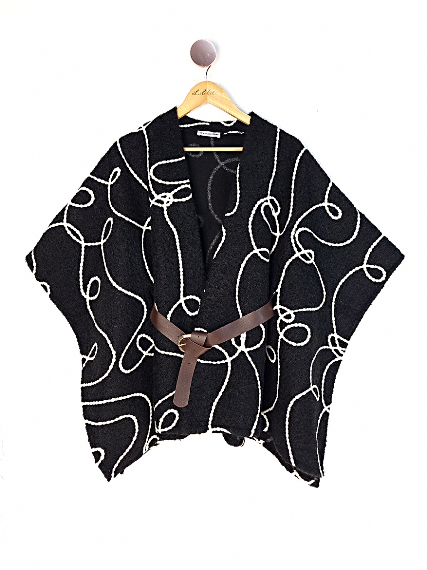 Προϊόν: Παλτό-ζακέτα με γραμμές - Μαύρο Παλτό-ζακέτα με γραμμές - Μαύρο