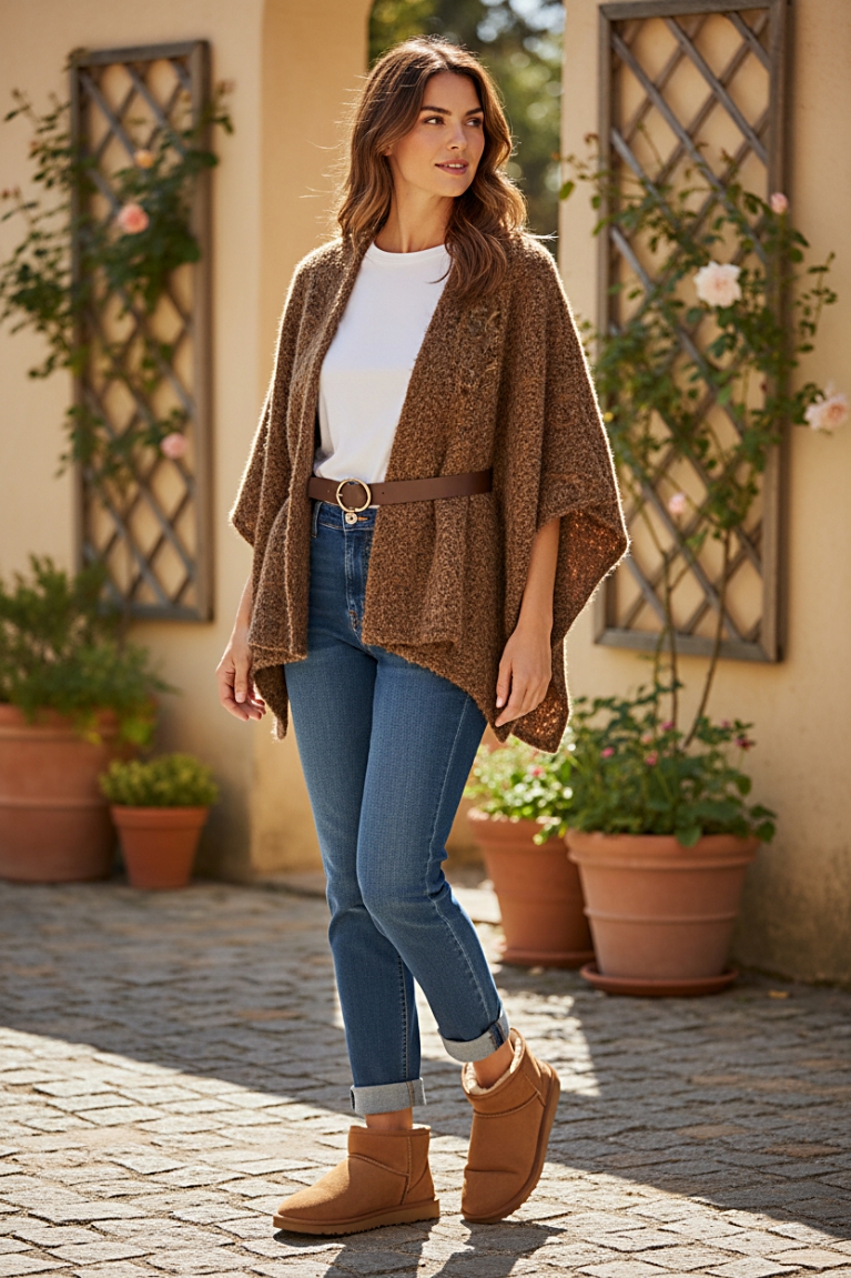 Παλτό-ζακέτα με γραμμές - Καφέ