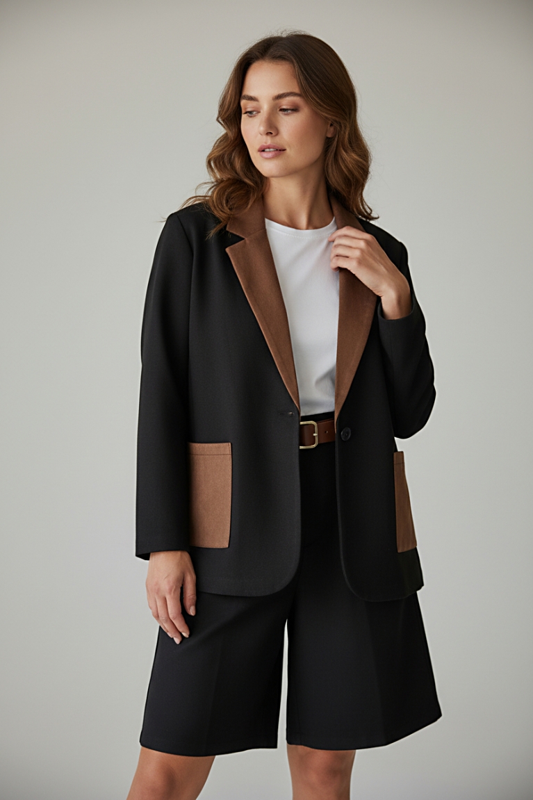 Κοστούμι με βερμούδα - Μαύρο