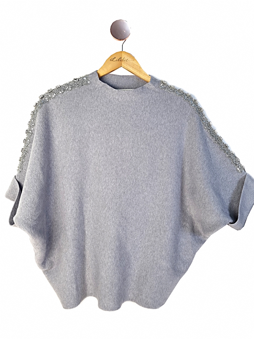 Προϊόν: Πλεκτή μπλούζα stras - Γκρι Πλεκτή μπλούζα stras - Γκρι