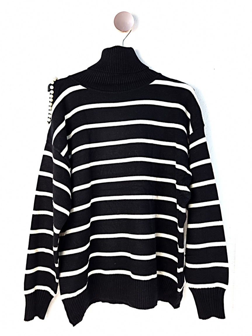 Προϊόν: Πλεκτή μπλούζα πέρλα - Μαύρο Πλεκτή μπλούζα πέρλα - Μαύρο