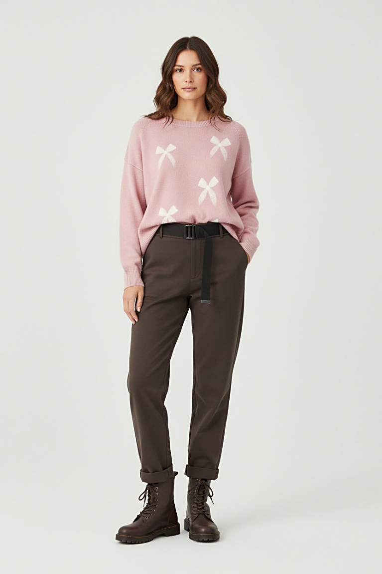 Προϊόν: Πλεκτή μπλούζα με πέρλες και φιογκάκια - Ροζ Πλεκτή μπλούζα με πέρλες και φιογκάκια - Ροζ