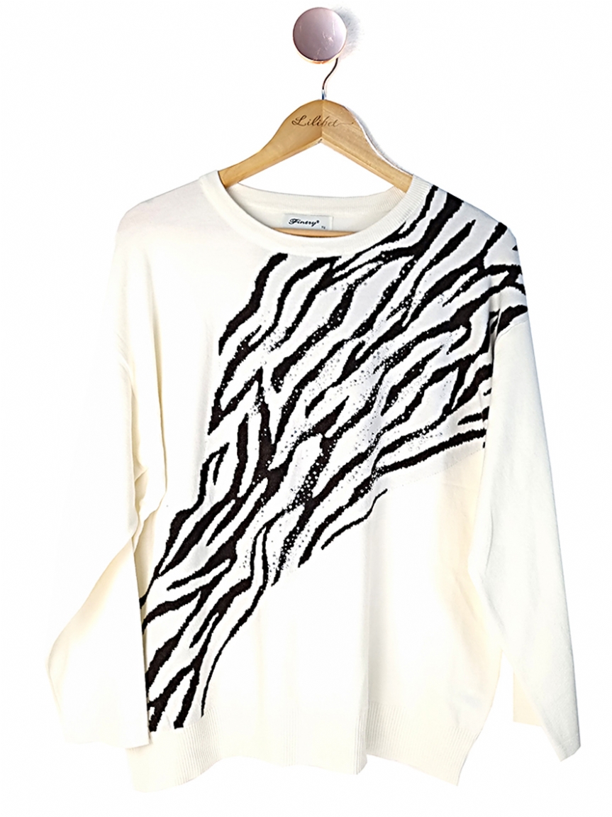 Προϊόν: Oversize πλεκτό zebra - Εκρού Oversize πλεκτό zebra - Εκρού