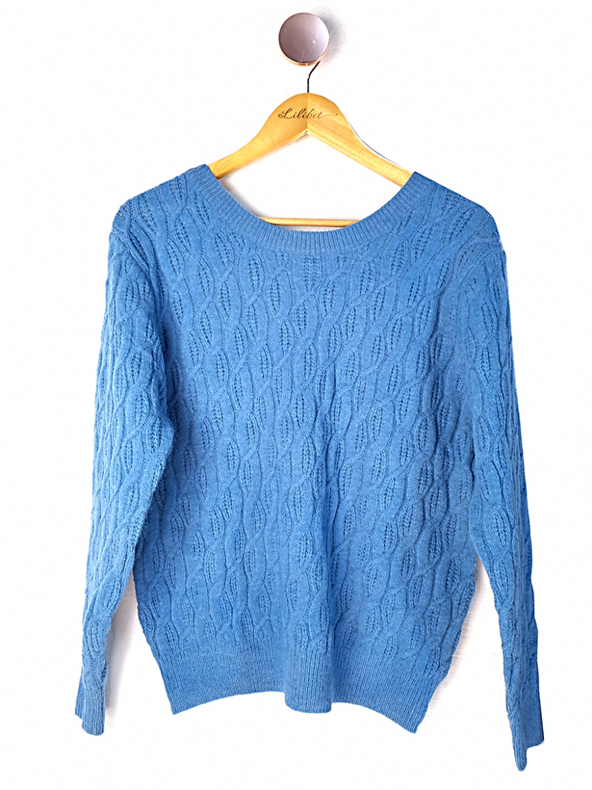 Προϊόν: Πλεκτή μπλούζα - Γαλάζιο Πλεκτή μπλούζα - Γαλάζιο