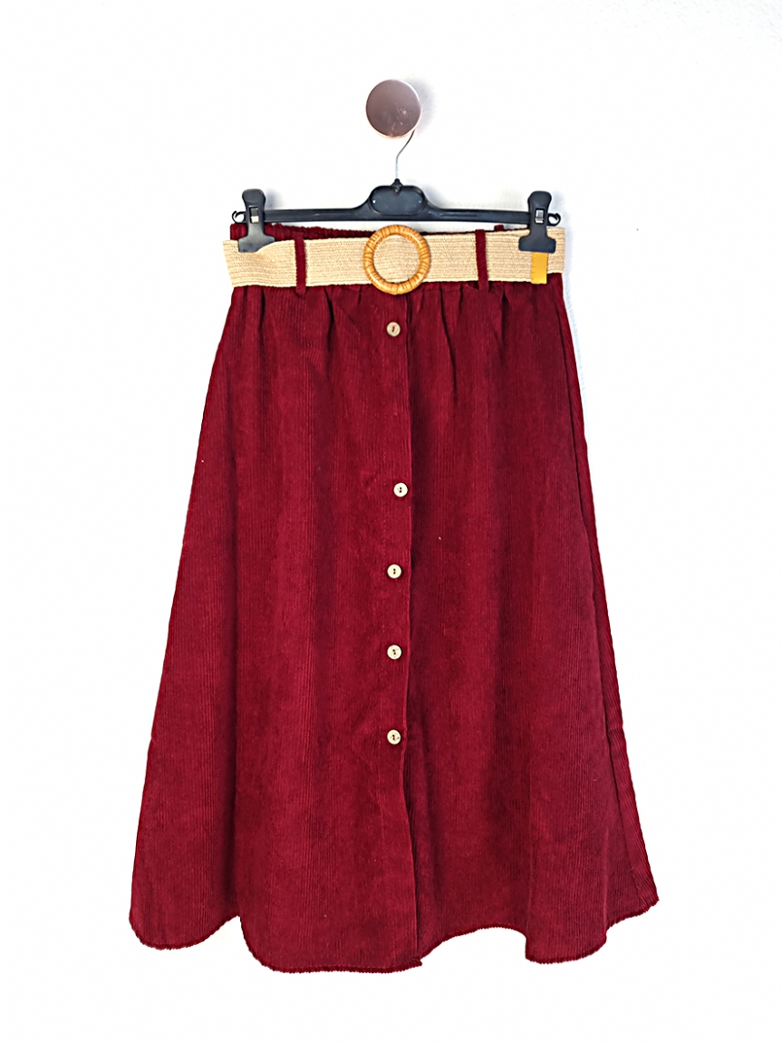 Προϊόν: Φούστα κοτλέ - Μπορντό Φούστα κοτλέ - Μπορντό