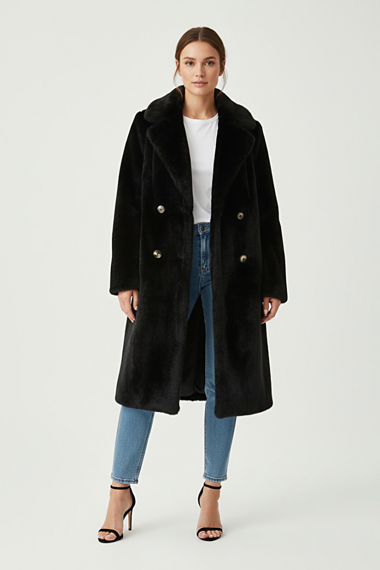Μακριά οικολογική γούνα - Μαύρο