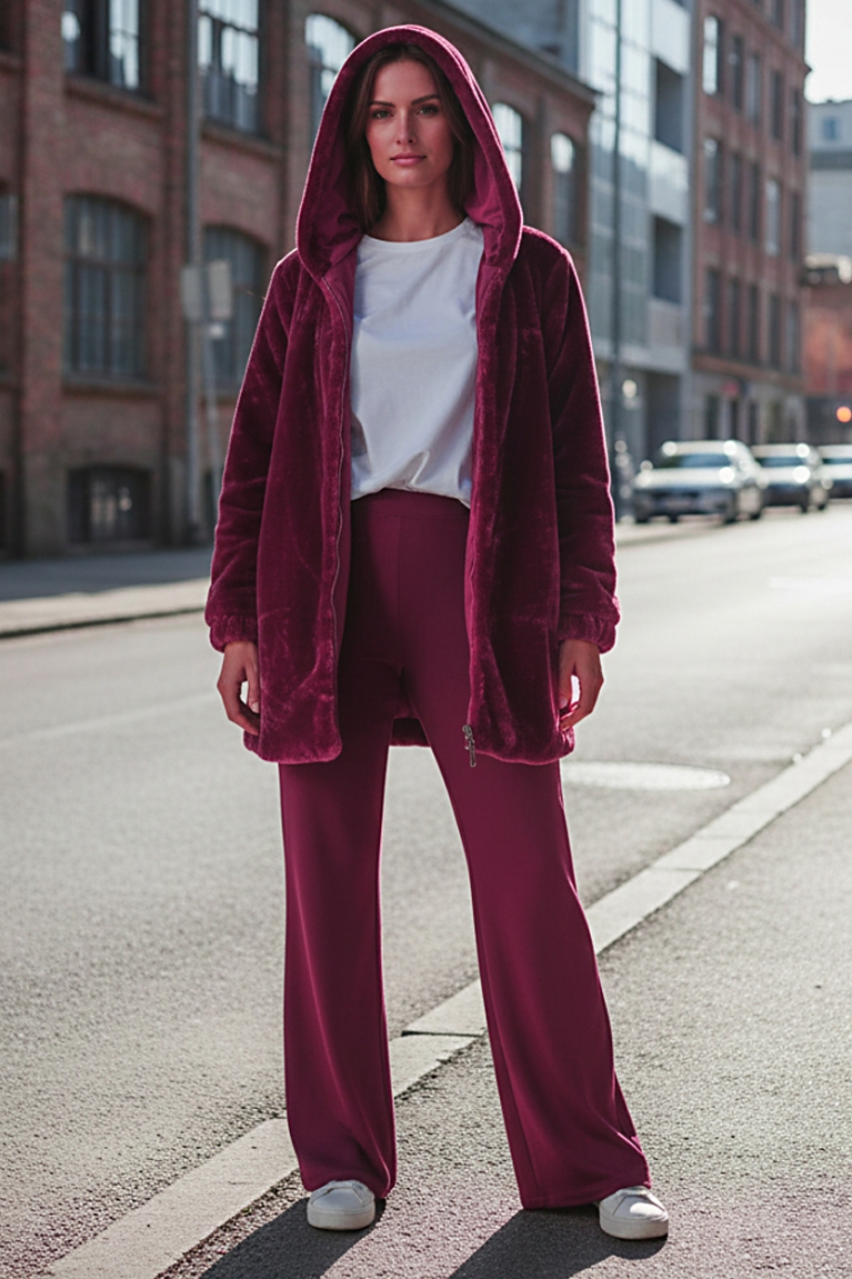 Οικολογική γούνα με κουκούλα - Μαντζέντα