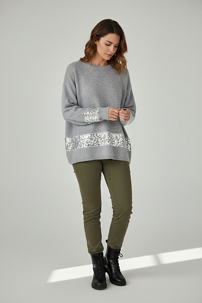 Προϊόν: Πλεκτό με διακοσμητική παγιέτα - Γκρι Πλεκτό με διακοσμητική παγιέτα - Γκρι