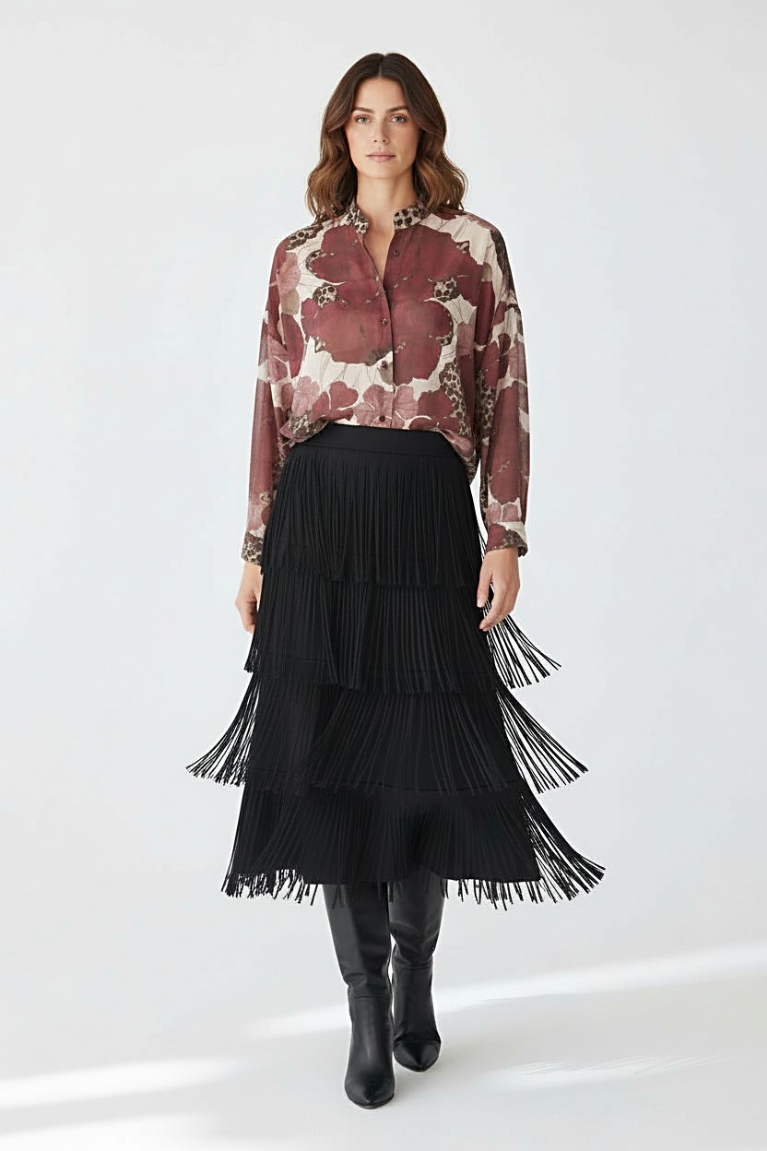 Προϊόν: Φούστα με κρόσσια - Μαύρο Φούστα με κρόσσια - Μαύρο