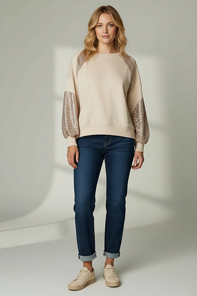 Προϊόν: Μπλούζα παγιέτα - Μπεζ Μπλούζα παγιέτα - Μπεζ